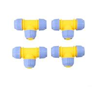 Paquete de 4 dispositivos de acoplamiento de conector de manguera, junta en T de tubería de agua de polipropileno para riego de jardín, accesorio de extensión de instalación rápida para distribuir el