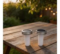 Paquete de 4 luces LED solares de llama, efecto parpadeante realista, decoración de jardín con sensor automático, faroles para exteriores resistentes a la intemperie para patio, camino, balcón, color