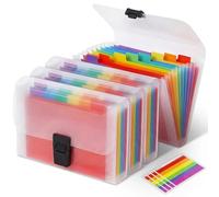 Paquete de 4 organizadores de archivos A6 Concertina, 13 bolsillos, carpeta expandible de plástico multicolor con etiquetas de índice arcoíris
