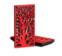Paquete de 4 paneles decorativos acústicos estrechos | 50 x 25 cm | Absorción de sonido interior del hogar y control de eco | Diseño moderno orgánico | Grosor del modelo: [K2-53 mm | Plástico rojo