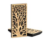Paquete de 4 paneles decorativos acústicos estrechos | 50 x 25 cm | Absorción de sonido interior del hogar y control de eco | Diseño moderno orgánico | Grosor del modelo: [K2-53 mm | Roble]