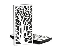 Paquete de 4 paneles decorativos acústicos estrechos | 50 x 25 cm | Absorción de sonido interior del hogar y control de eco | Diseño moderno orgánico | Grosor del modelo: [K2-53 mm | Plástico blanco