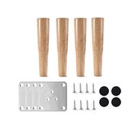 Paquete de 4 patas cónicas de madera de goma, patas de piel cilíndrica para camas, aparadores, de & Cabi, patas de apoyo naturales seguras, 70 cm