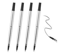 Paquete de 4 recambios de bolígrafo rollerball negros compatibles con cartuchos Parker de punta media de 0.7 mm, escritura suave de secado rápido para oficina, escuela y uso artístico de vuelta a la