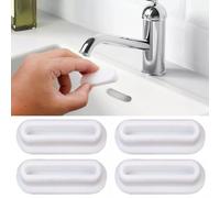 Paquete de 4 tapas de silicona para desagüe de fregadero, ovaladas para lavabo de baño, tapones blancos reutilizables, se adapta a agujeros de desbordamiento de 48 mm en fregaderos de cocina o baño