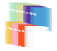 Paquete de 42 fundas A4 abiertas lateralmente - Coloridas fundas para documentos en 8 colores, transparente, carpeta A4 para guardar documentos y papeles de forma segura y ordenada.