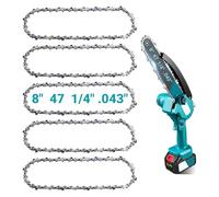 Paquete de 5 cadenas de motosierra de 8 pulgadas, paso de 1/4 pulgadas, calibre de 0.43 pulgadas, 47DL, repuesto de semicincel de retroceso bajo para motosierra IMOUMLIVE, Seesii, DocSmart Mini