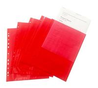 Paquete de 50 fundas perforadas A4 de color rojo transparente Janrax