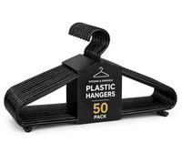 Paquete de 50 Perchas de plástico Negro para Ropa, duraderas, Antideslizantes, para Adultos, para Camisas, Chaquetas, Pantalones y Vestidos, Perchas Ligeras Que ahorran Espacio