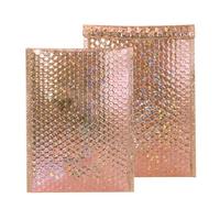 Paquete de 50 sobres acolchados de burbujas personalizados con bolsa de envío impresa para joyería, sobre postal para maquillaje, paquete de ropa, láser dorado, 15x20cm