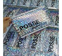 Paquete de 50 sobres acolchados de burbujas personalizados con bolsa de envío impresa para sobres postales de joyería para paquete de ropa de maquillaje-Laser-18x13cm