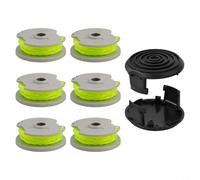 Paquete de 6 bobinas y línea para Worx WA0014 con 2 tapas, piezas de repuesto de 20 pies 0.08 pulgadas compatibles con recortadora eléctrica WG168 WG184 WG190 WG191