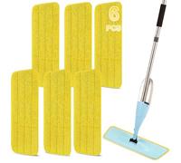 Paquete de 6 cabezales de repuesto de microfibra para mopas húmedas/secas, repuestos de repuesto reutilizables para sistema de cuidado de suelos Bona (almohadillas amarillas)