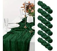 Paquete de 6 caminos de mesa beige, tela de gasa para decoración de recepción de boda, fiesta, comedor, estilo bohemio, 17 x 108 pulgadas (verde oscuro)