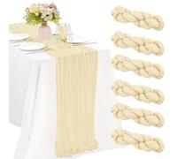 Paquete de 6 caminos de mesa de gasa con aspecto de lino natural para baby shower, decoración nupcial, 17 x 108 pulgadas (beige)