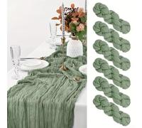 Paquete de 6 caminos de mesa de gasa de 17 x 108 pulgadas, tela beige para decoración de bodas, fiestas, bohemio, rústico, mantel de comedor (verde claro)