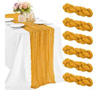 Paquete de 6 caminos de mesa rústicos de gasa de 17 x 108 pulgadas, tela de gasa beige para decoración de fiestas de baby shower (amarillo mostaza)