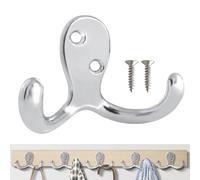 Paquete de 6 ganchos de pared para colgar, gancho de metal de doble punta resistente para sala de estar, baño, cocina, dormitorio para abrigo, bolsa, bufanda, toalla, sombrero, llave, taza (plateado)