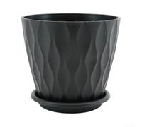 Paquete de 6 macetas de interior con agujeros de drenaje y platillos, macetas de plástico negro mate para suculentas, orquídeas, hierbas, decoración de jardín interior y exterior (4 pulgadas, negro)