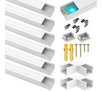 Paquete de 6 perfiles LED de aluminio para tiras de luces LED Philips Hue, etc., canal de aluminio LED en forma de U de 1 m, difusor LED con cubierta blanca lechosa, tapas de extremo y clips de