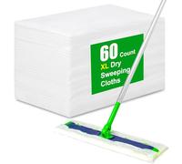 Paquete de 60 paños de barrido en seco para Swiffer Sweeper XL - Almohadillas desechables que absorben el polvo, no lavables y sin perfume, compatibles con Swiffer XL (elevación estática, sin pelusas)