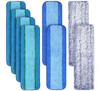 Paquete de 8 almohadillas para fregona de la familia Bona, lavables y reutilizables, almohadillas de limpieza de microfibra de repuesto para madera dura y multisuperficie, 4 almohadillas de limpieza