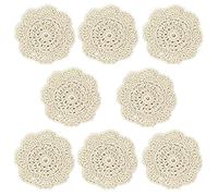 Paquete de 8 posavasos de algodón de 10 cm, hechos a mano, para bebidas, tazas, botellas, decoración, 4 pulgadas, color beige