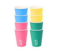 Paquete de 8 vasos de papel reciclables de colores arcoíris | Inicio Envases reciclables, desechables y biodegradables | Suministros de fiesta ecológicos para cumpleaños, barbacoa, jardín, orgullo