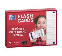 Paquete de 80 tarjetas flash, rayadas con marco rojo, A6, 80 unidades
