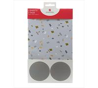 Paquete de papel de regalo estampado plateado y dorado contiene 2 hojas y etiquetas de papel de regalo 689140
