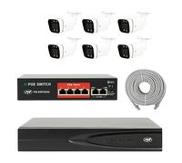 Paquete de videovigilancia NVR PoE, 6 cámaras, Switch, Cable