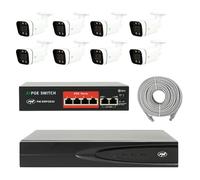 Paquete de videovigilancia NVR PoE, 8 cámaras, Switch, Cable