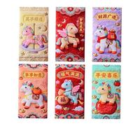 Paquetes rojos festivos, juego de sobres de Año Nuevo Lunar, soportes de regalo con detalle bordado, elegante colección de sobres con tema de caballo, accesorio cultural, suministros de celebración pa