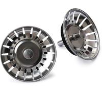Par de tapones para fregadero compatibles con Foster, diámetro de 7,9 cm, acero inoxidable 18/10, con orificio de desagüe de 3" 1/2