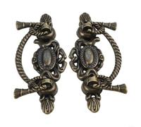 Par de tiradores de puerta de armario de cocina retro, material de aleación de zinc con acabado de bronce antiguo para tiradores de muebles y cajones