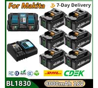 Para batería Makita BL1830 18V 8000mAh batería BL1830 BL1815 BL1860 BL1840 herramienta batería recargable con cargador 6A 2X8.0Ah 4A Charger