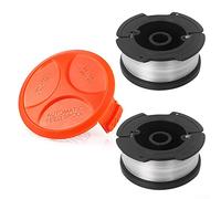 para Black & Decker - Bobina y línea + cubierta STC1820PC ST5530 STC1815 STC1820D (2 carretes, 1 tapa de bobina)