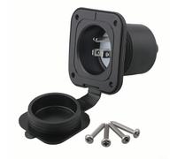 Para enchufe empotrable CEE IP44, resistente a salpicaduras de agua para autocaravana, enchufe exterior, camping, 16 A, negro, nailon resistente para caravana, IP44, con tapa abatible, junta para