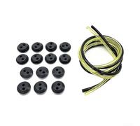 Para equipos de alimentación de jardín, 12 ojales de tanque de combustible de doble agujero y kit de manguera de línea de combustible de 2 m, tubo de goma robusto en negro y verde para cortadores de