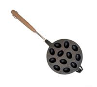 para Gofres de Nuez 12 Cavidades Sartén Redonda para Estufa de Gas Mango para madera Repostería Casera 41x16cm