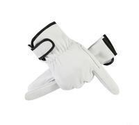 Para guantes de soldadura de cuero resistentes al calor y protección contra salpicaduras para trabajos de metal y jardinería. Diseño duradero de muñeca en amarillo, blanco y gris, 1 par (blanco)
