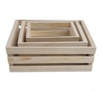 Para mini cesta de almacenamiento hecha de madera de pino para miniaturas objetos pequeños manualidades y proyectos de decoración del hogar, estilo natural (22 x 17 x 10 cm)