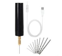 para MINI Juego de taladro eléctrico, portabrocas de cambio rápido de 0.7-1.2mm con 13 brocas para joyería de resina, herramienta de pulido portátil compacta (negro)