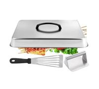 para Plancha Cubierta Rectangular Resistente para Barbacoa | Cúpula de Vapor de Acero Inoxidable para Plancha con Prensa para Carne y Espátula para Cocina en Interior y Exterior,