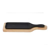 Para plancha de carne de hierro fundido rectangular con mango BBQ Grill(38 x 11,5 x 1,5)