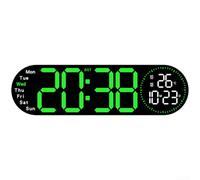 para reloj Digital Grande 43cm Pantalla LED Ajustable para(Green) | Pantalla LED grande, lectura clara ángulos, alarma dual, sensor auto, ajustable 10 niveles