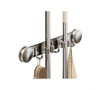 para soporte Escobas Pared Sin Perforar - Organizador Fregonas Aluminio con Ganchos Ajustables para Baño y Cocina 47cm(B)