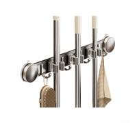 para soporte Escobas Pared Sin Perforar - Organizador Fregonas Aluminio con Ganchos Ajustables para Baño y Cocina 47cm(C)