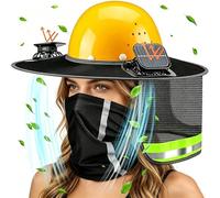 Parabrisas para casco - para cuello, transpirable, con ventilador solar, protector de , casco de astillero para trabajo al aire libre, astillero, topografía, techos, Negro