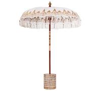 vidaXL Sombrilla balinesa con base, color crema, 185 x 185 x 260 cm